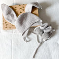 Newborn Merino Wool Bunny Set – Hand-Knitted Hat & Booties