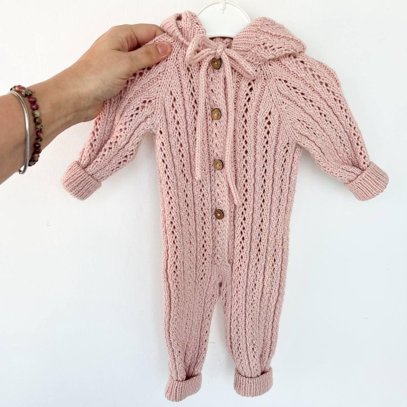 Pink Merino Wool Baby Romper