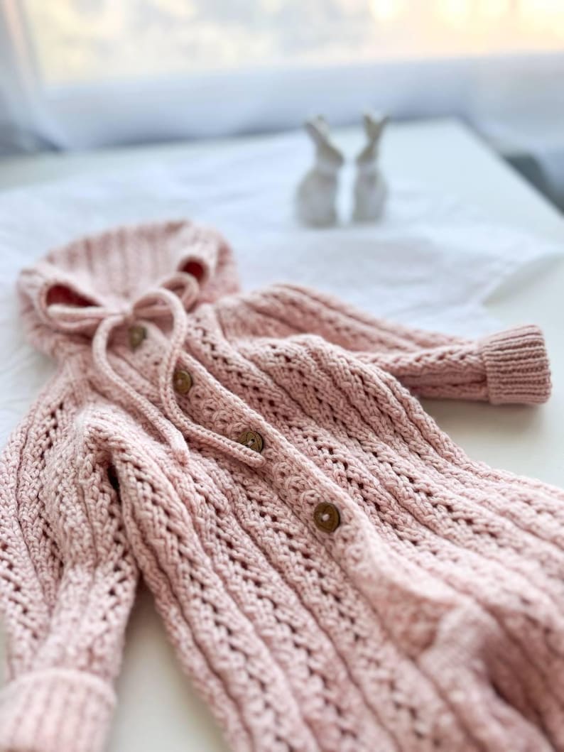Pink Merino Wool Baby Romper