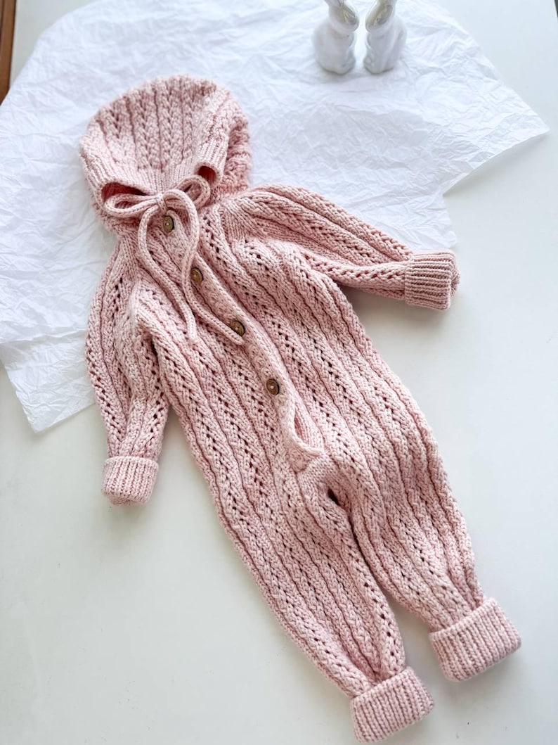 Pink Merino Wool Baby Romper